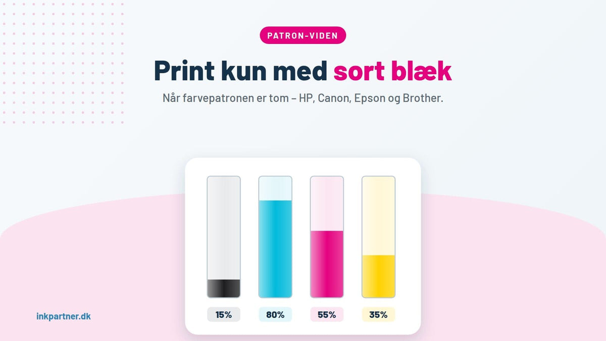 Kan man printe med sort, når farvepatronerne er tomme? (og kun i farver uden sort)