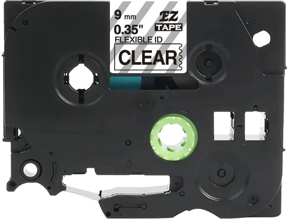 Brother TZeFX121 Tape sort tekst på klar tape Fleksibel – 9mm x 8m – Uoriginal