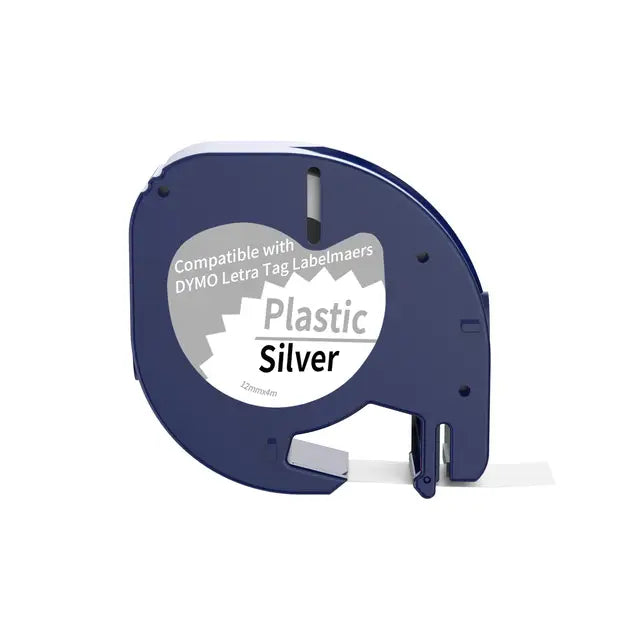 5 stk. Dymo 91208 sort på sølv/metallic 12 mm tape – S0721730 - Kompatibel