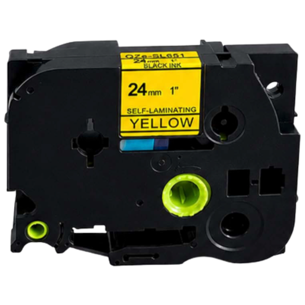 Brother TzeSL651 Selvlaminerede tape sort tekst på gul – 24mm x 8m – Uoriginal