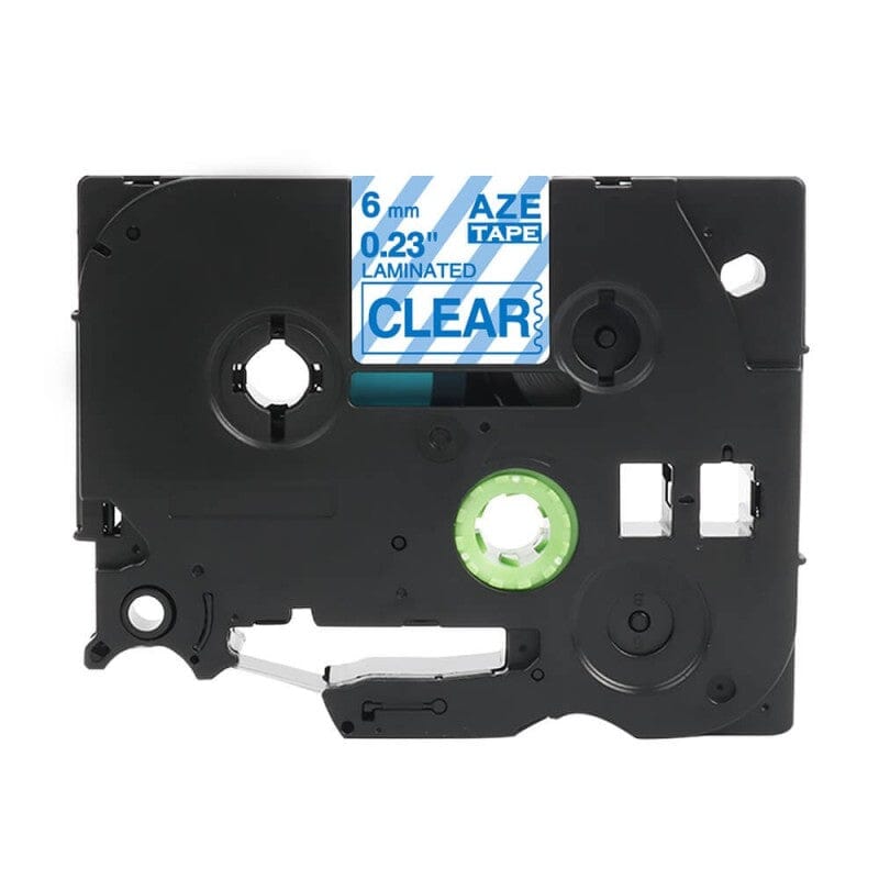 Brother TZe113 Tape blå tekst på gennemsigtig tape – 6mm x 8m – Uoriginal