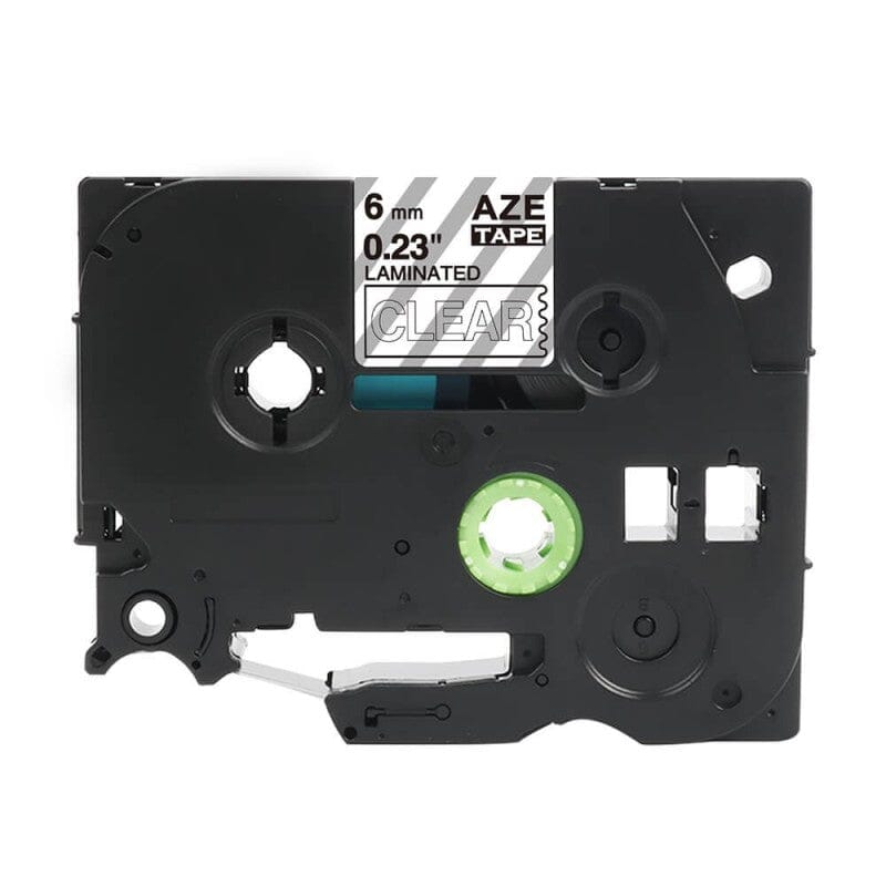 Brother TZe115 Tape Hvid tekst på gennemsigtig tape – 6mm x 8m – Uoriginal