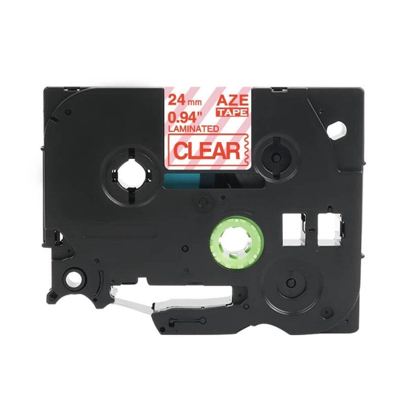 Brother TZe152 Tape rød tekst på gennemsigtig tape – 24mm x 8m – Uoriginal