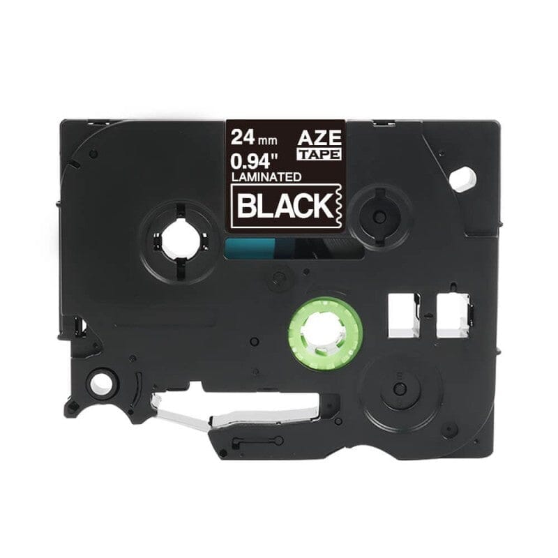 Brother TZe355 Tape Hvid tekst på sort tape – 24mm x 8m – Uoriginal