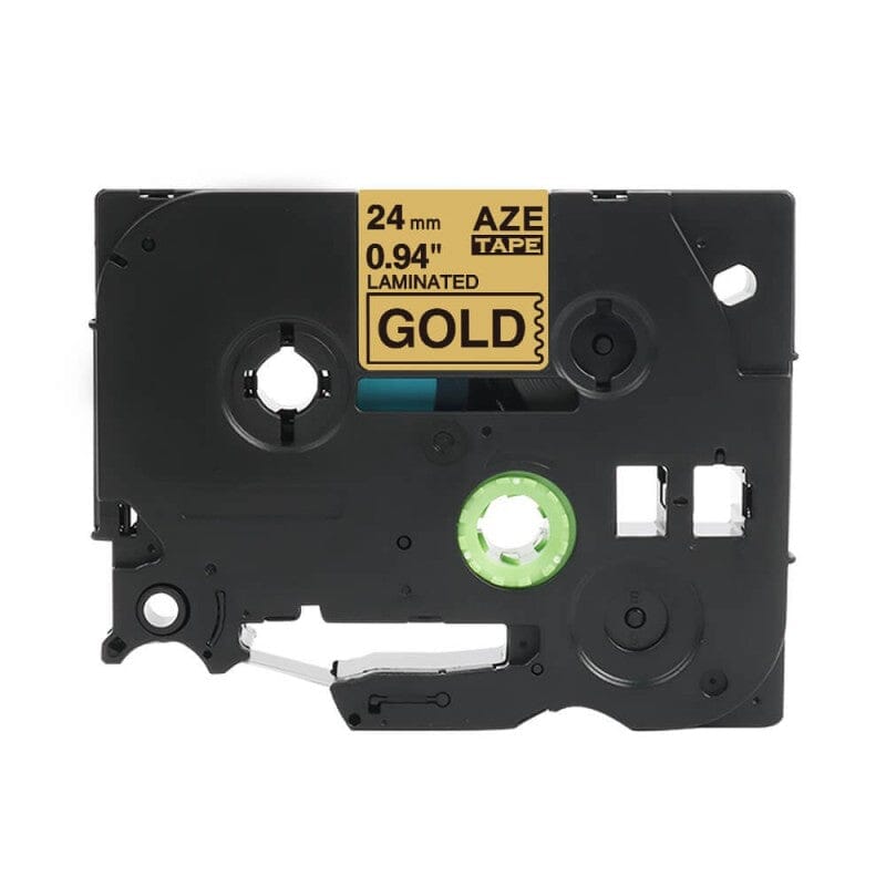 Brother Tze851 Tape sort tekst på guld tape – 24mm x 8m – Uoriginal