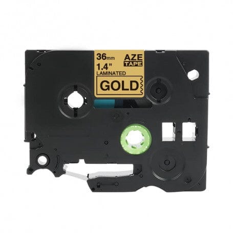 Brother Tze861 Tape sort tekst på guld tape – 36mm x 8m – Uoriginal