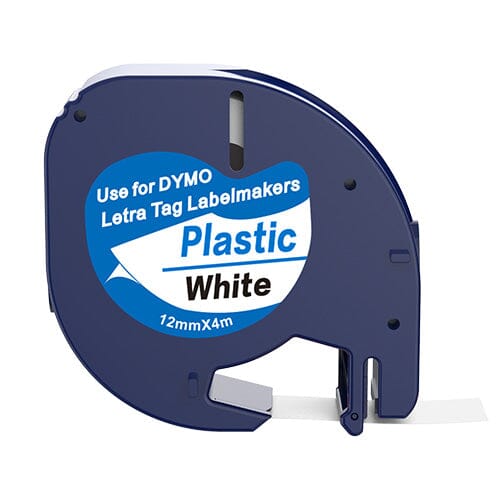 Dymo 91201 sort på hvid plastiktape 12 mm – S0721610 - Kompatibel