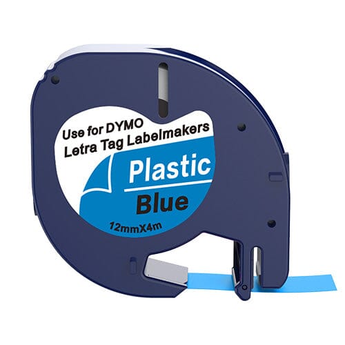 Dymo 91205 sort på blå plastiktape 12 mm – S0721670 - Kompatibel